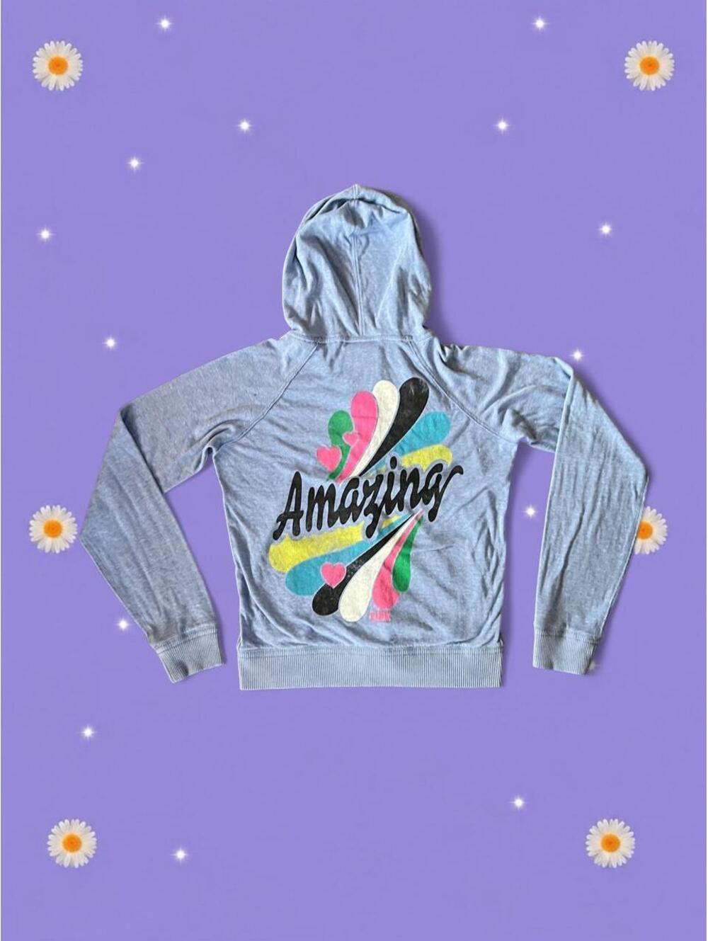 Vintage Y2K McBling Victoria’s Secret PINK Amazing Graphic Hoodie size large 💙